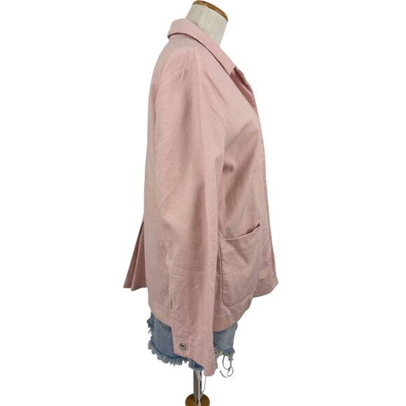 Eileen‎ Fisher Jacket Women's Large Pockets Snap Front Textured Blazer Pink - Picture 2 of 14
